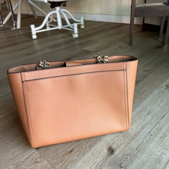 BRAND NEW CARAMEL BROWN GOLD CALVIN KLEIN PURSE BAG HANDBAG CK CLUTCH HOGA1WX1 - Picture 4 of 8